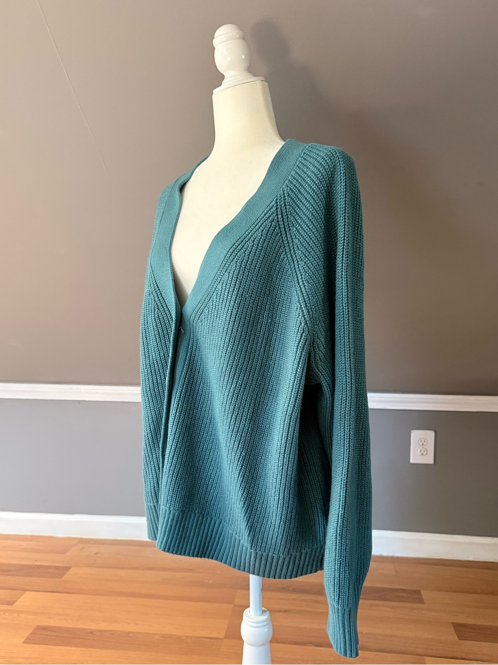 Old Navy Teal Button-Front V-Neck Cardigan Sweater - Picture 2 of 3